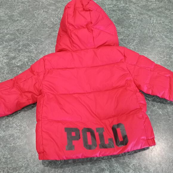 Ralph Lauren Polo 9 Mos Baby Duck Down Puffer Hooded Full Zip Coat Jacket Red - Picture 1 of 14